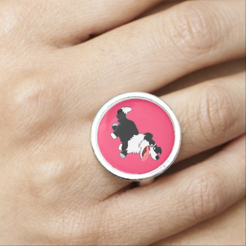 Cute Happy Cartoon Border Collie Ring