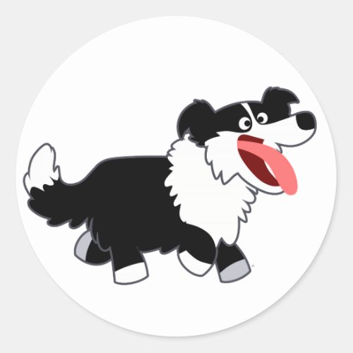 Cute Happy Cartoon Border Collie Sticker