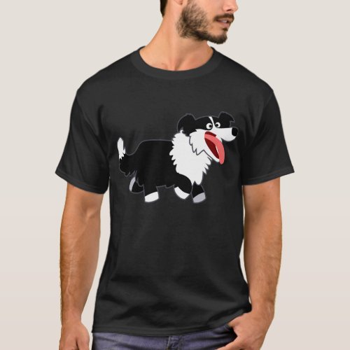 Cute Happy Cartoon Border Collie T_Shirt