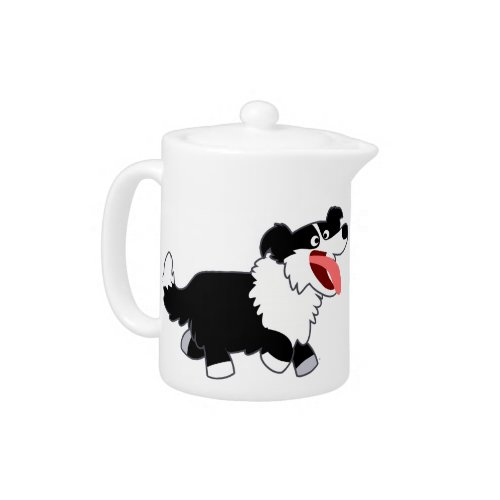 Cute Happy Cartoon Border Collie Teapot