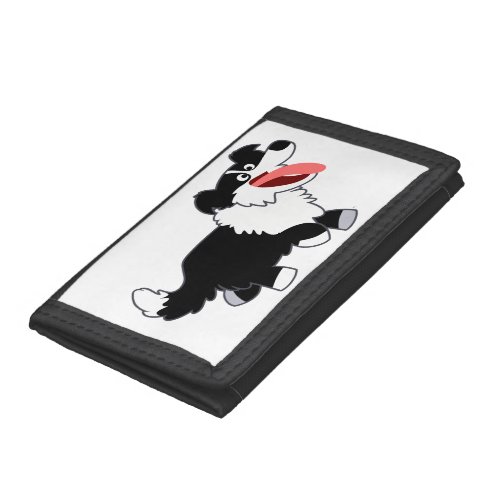 Cute Happy Cartoon Border Collie Wallet