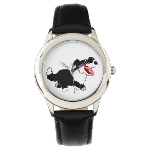 Cute Happy Cartoon Border Collie Watch