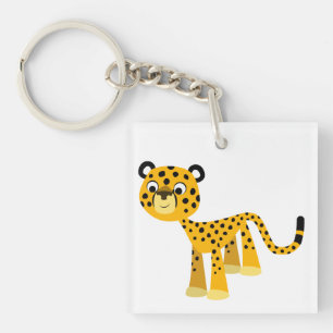 Cute Happy Cartoon Cheetah Acrylic Keychain