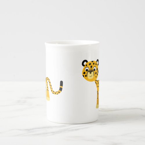 Cute Happy Cartoon Cheetah Bone China Mug