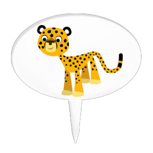 Cute Happy Cartoon Cheetah Cake Pick