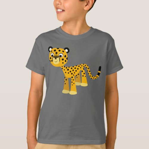 Cute Happy Cartoon Cheetah Children T_Shirt