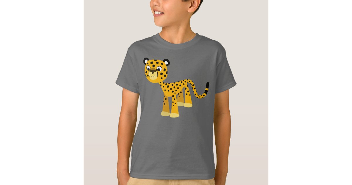 Cute Happy Cartoon Cheetah Children T-Shirt | Zazzle