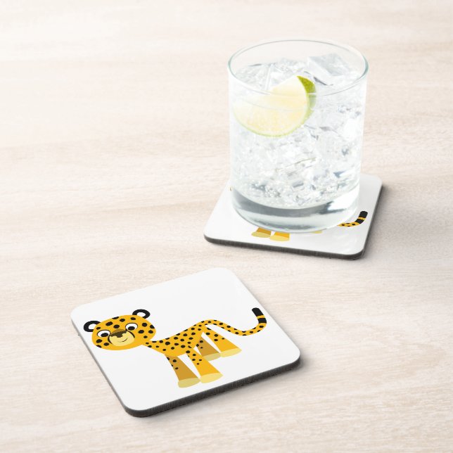 Cute Happy Cartoon Cheetah Coasters Set (Right Side)