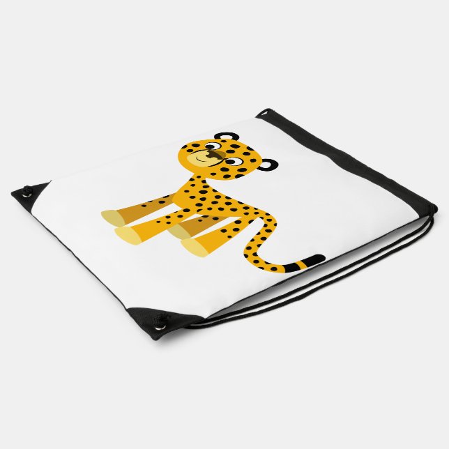 Cute Happy Cartoon Cheetah Drawstring Back Pack Bag (Side)