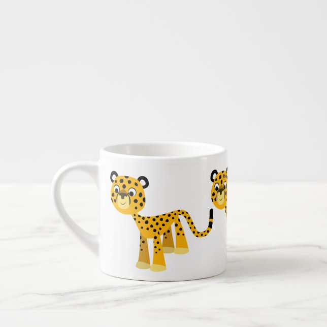 Cute Happy Cartoon Cheetah Espresso Mug | Zazzle