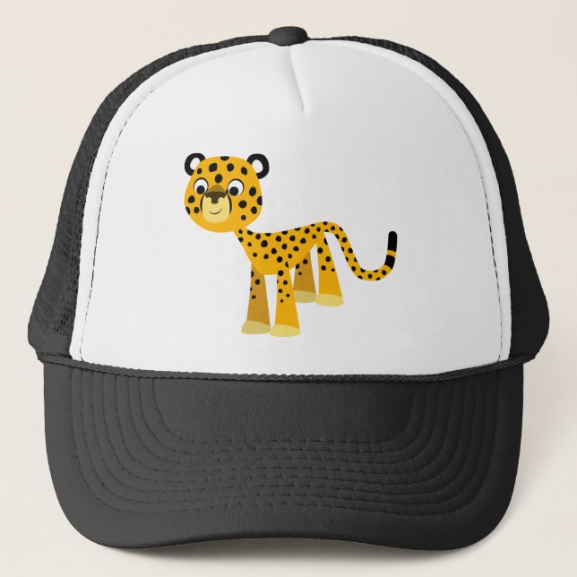 Cute Happy Cartoon Cheetah Hat (Front)