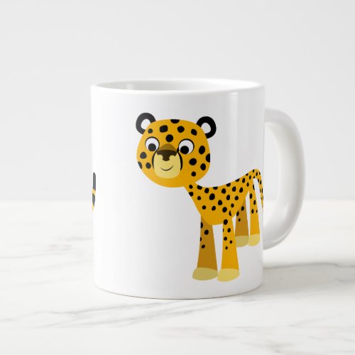 Cute Happy Cartoon Cheetah Jumbo Mug