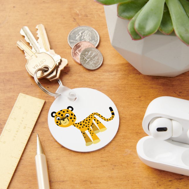 Cute Happy Cartoon Cheetah Keychain (Desk)