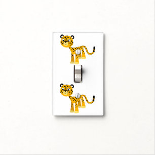 Cute Happy Cartoon Cheetah Light Switch Cover