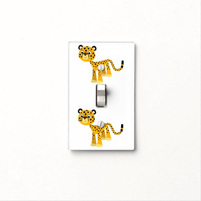 Cute Happy Cartoon Cheetah Light Switch Cover (In Situ)
