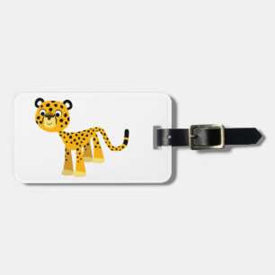 Cute Happy Cartoon Cheetah Luggage Tag