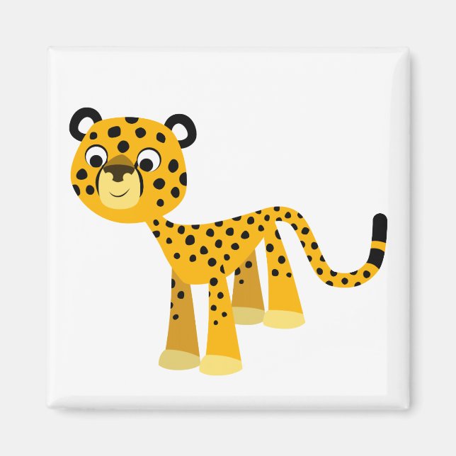 Cute Happy Cartoon Cheetah Magnet (Front)