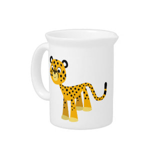 Cute Happy Cartoon Cheetah Pitcher