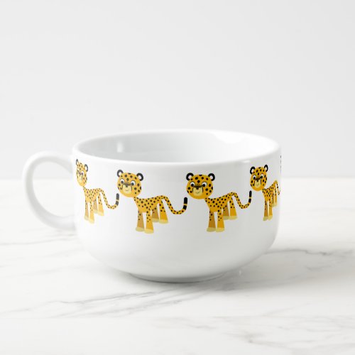 Cute Happy Cartoon Cheetah Soup Mug