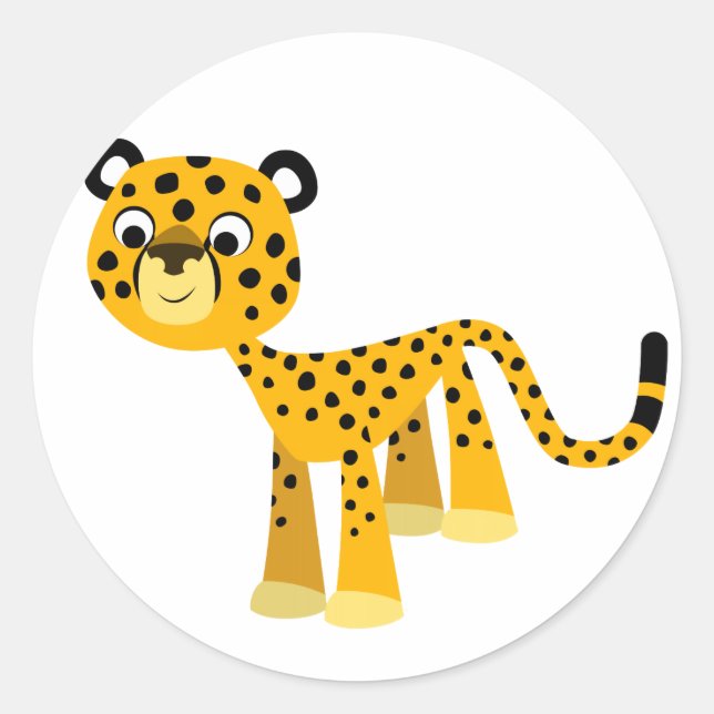 Cute Happy Cartoon Cheetah Sticker (Front)