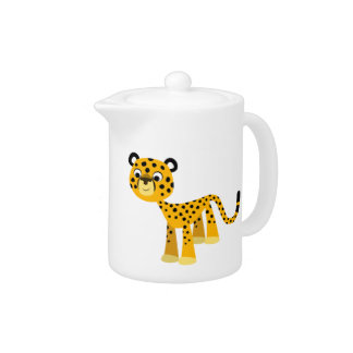 Cute Happy Cartoon Cheetah Teapot