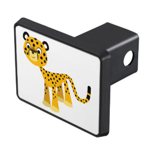 Cute Happy Cartoon Cheetah Trailer Hitch Cover