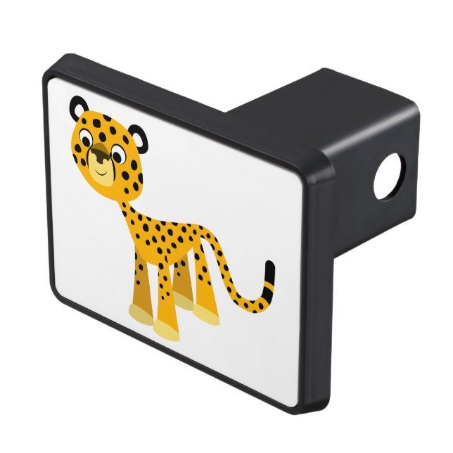 Cute Happy Cartoon Cheetah Trailer Hitch Cover (Top Right)