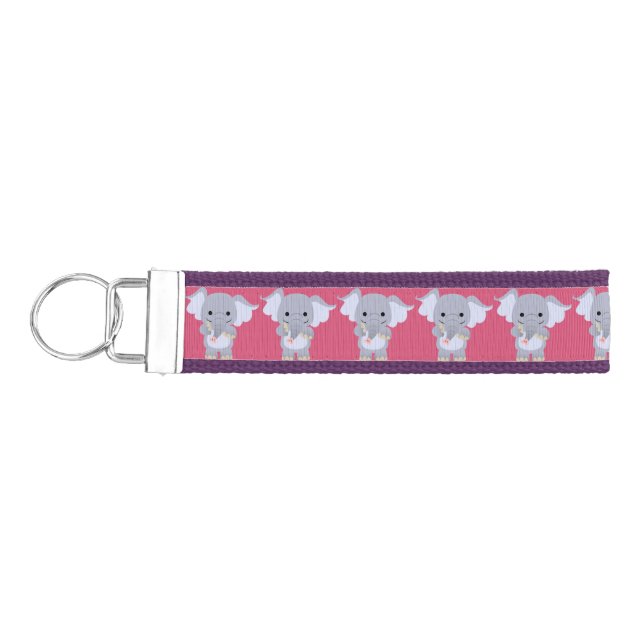 Cute Happy Cartoon Elephant One Up Bands Keychain (Keys on Left)