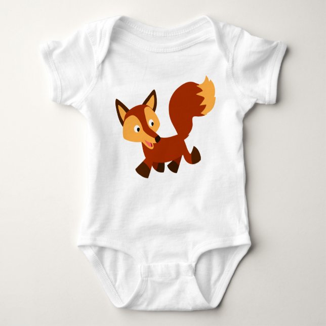 Cute Happy Cartoon Fox Baby Bodysuit (Front)