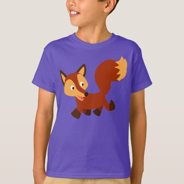 Cute Happy Cartoon Fox Children T-Shirt (Front)