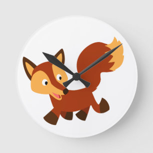 Cute Happy Cartoon Fox Wall Clock