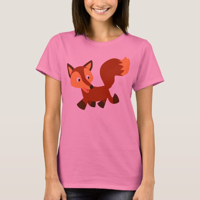 Cute Happy Cartoon Fox Women T-Shirt (Front)