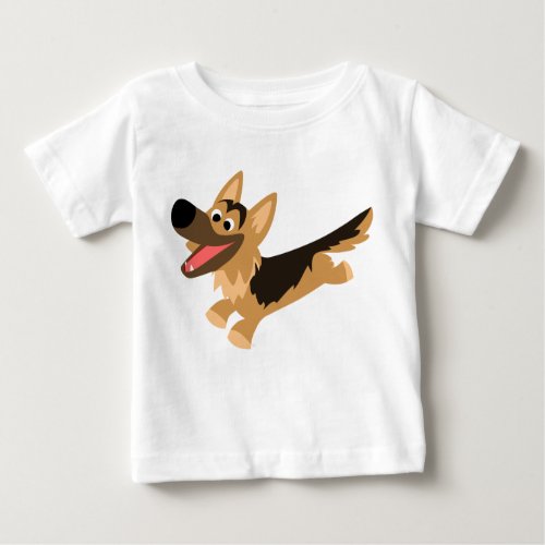 Cute Happy Cartoon German Shepherd Baby T_Shirt