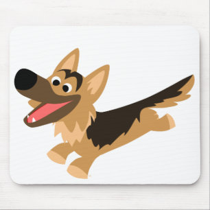 Cute Happy Cartoon German Shepherd Mousemat Mouse Pad