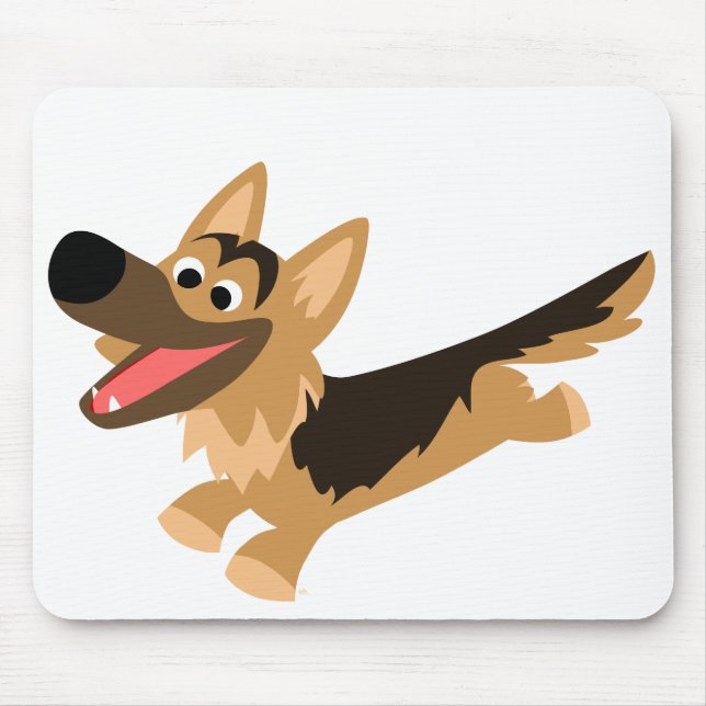 Cute Happy Cartoon German Shepherd Mousemat Mouse Pad (Front)