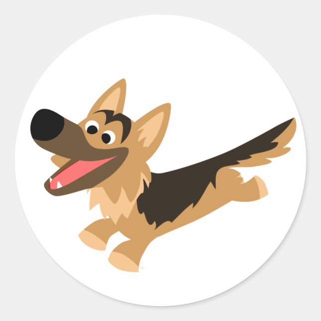 Cute Happy Cartoon German Shepherd Sticker (Front)