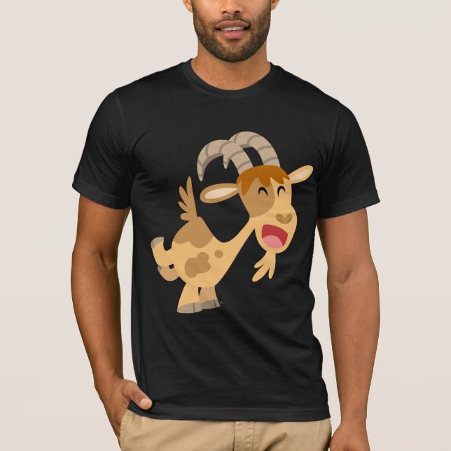 Cute Happy Cartoon Goat T-Shirt (Front)