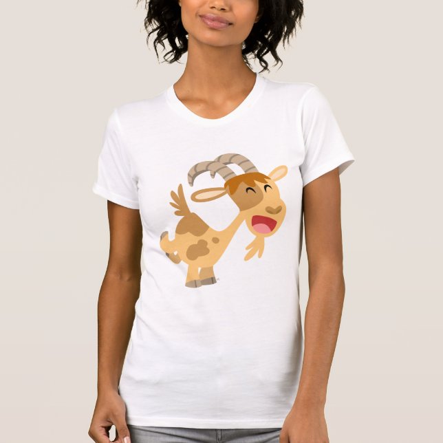 Cute Happy Cartoon Goat Women T-Shirt (Front)