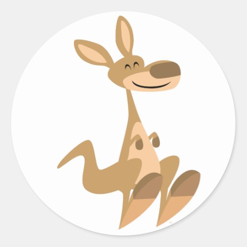 Cute Happy Cartoon Kangaroo  Sticker