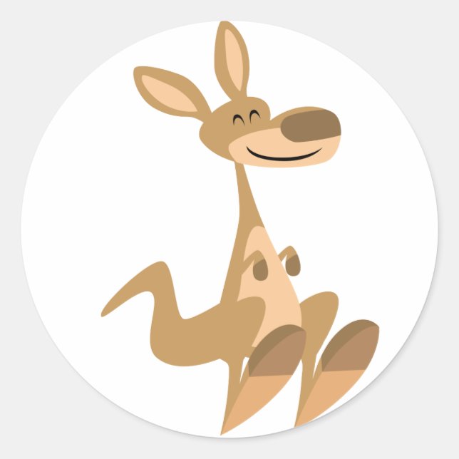 Cute Happy Cartoon Kangaroo  Sticker (Front)