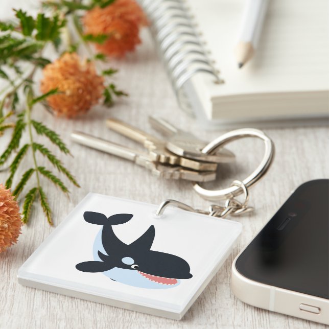 Cute Happy Cartoon Killer Whale Acrylic Keychain (Front Right)