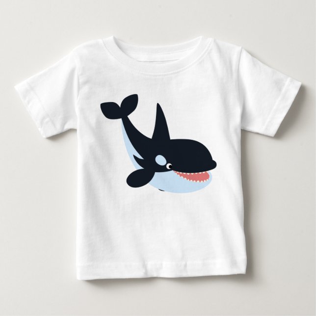 Cute Happy Cartoon Killer Whale Baby T-Shirt (Front)