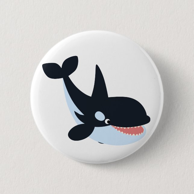 Cute Happy Cartoon Killer Whale Button Badge (Front)