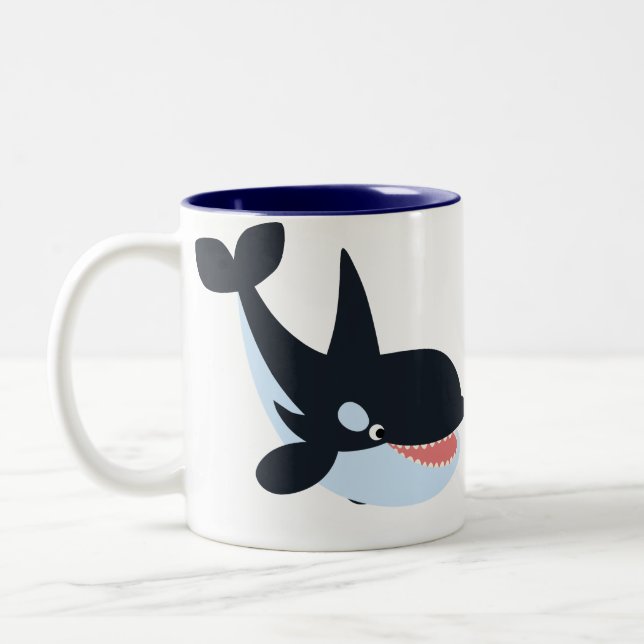 Cute Happy Cartoon Killer Whale Mug (Left)