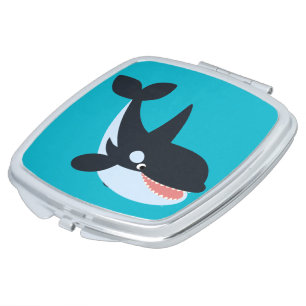 Cute Happy Cartoon Killer Whale Pocket Mirror