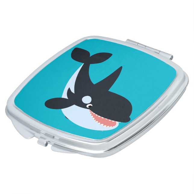Cute Happy Cartoon Killer Whale Pocket Mirror For Makeup (Turned)