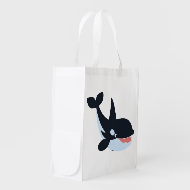 Cute Happy Cartoon Killer Whale Reusable Bag (Front Side)