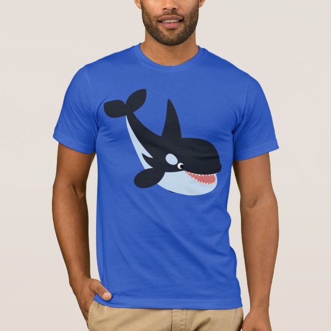 Cute Happy Cartoon Killer Whale T-Shirt (Front)