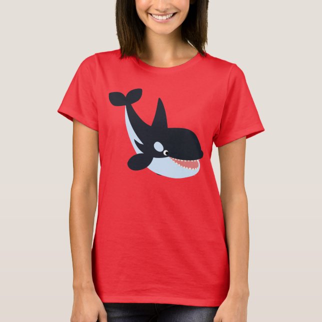 Cute Happy Cartoon Killer Whale Women T-Shirt (Front)