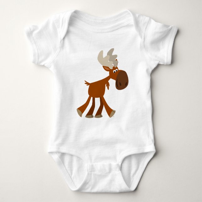 Cute Happy Cartoon Moose Baby Clothing Bodysuit (Front)